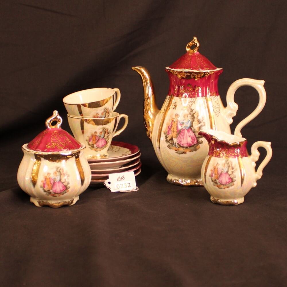 Empress by Hurata Japan Child's Tea Set, Pot, Cream & Sugar, 2 cups 5 Saucers